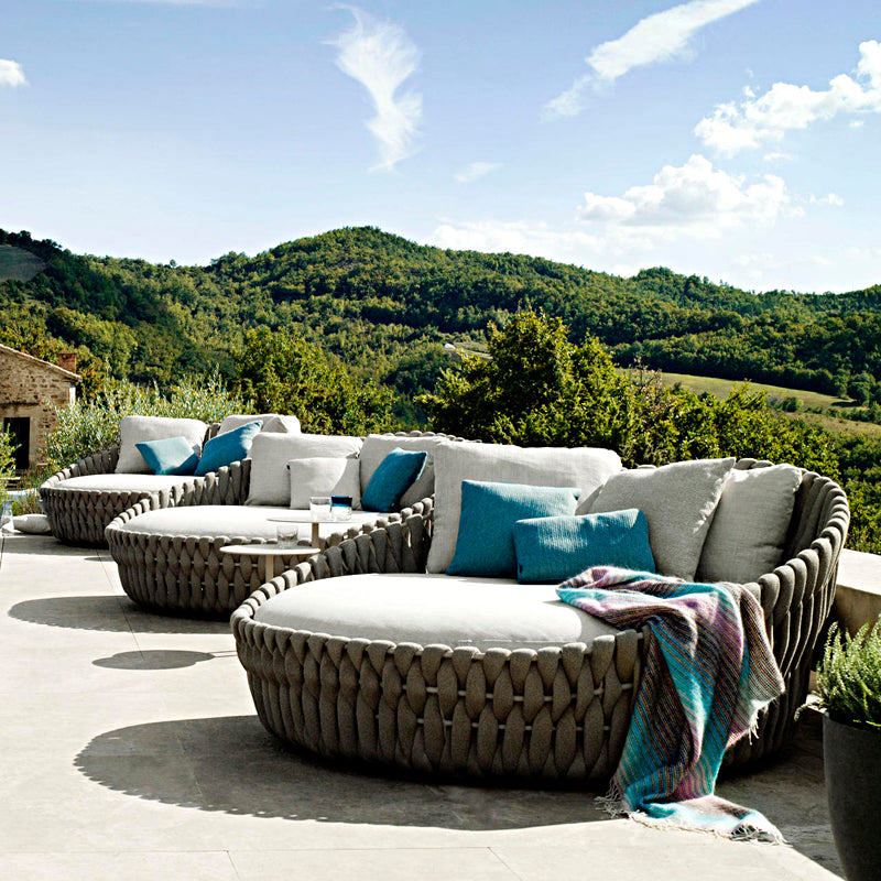 Contemporary Patio Daybed with Water Resistant Cushions in Metal