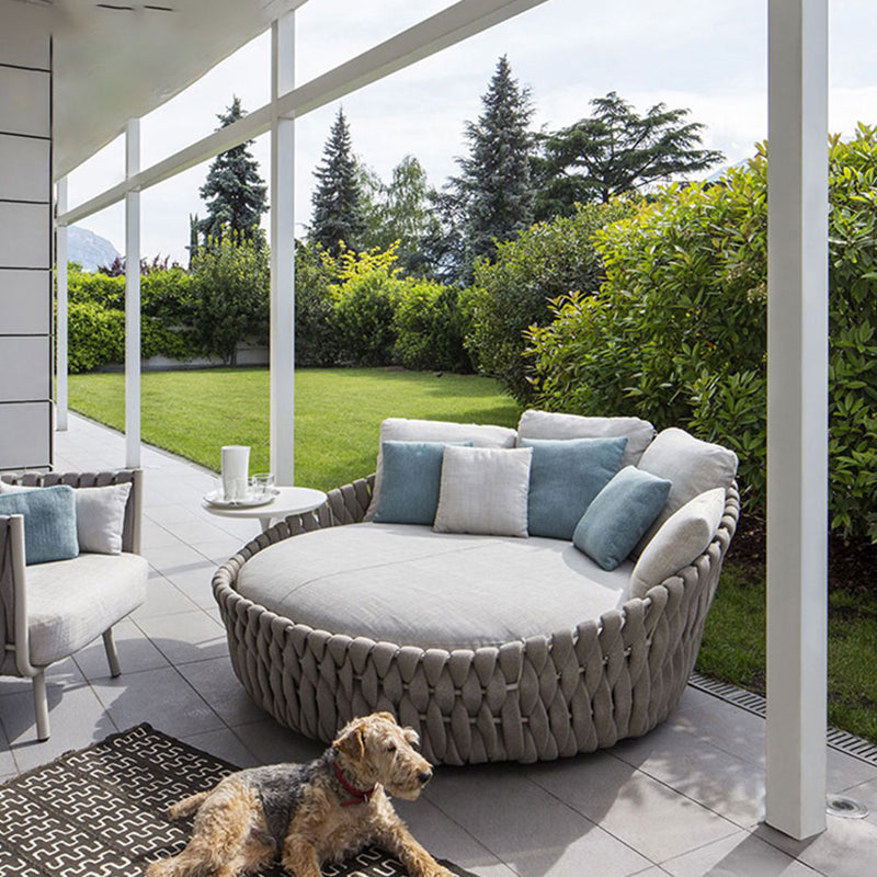 Contemporary Patio Daybed with Water Resistant Cushions in Metal