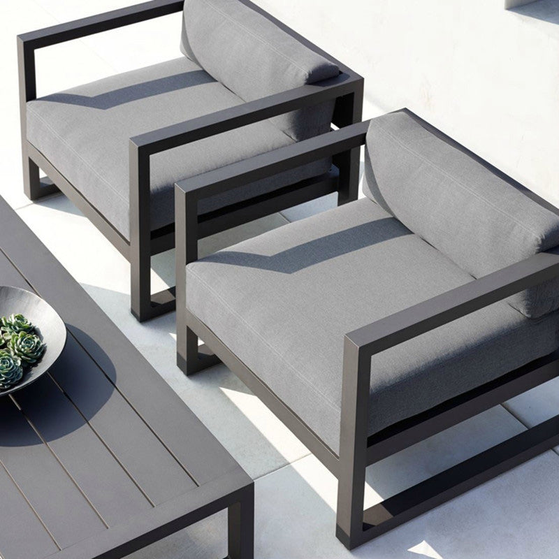 Contemporary Black Outdoor Patio Sofa Water Resistant Outdoor Patio Sofa