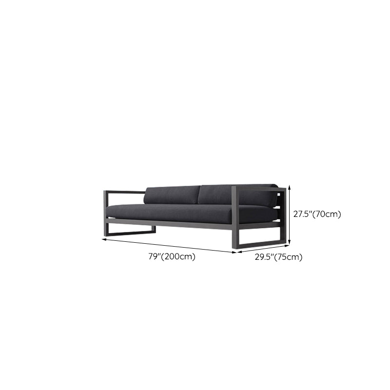 Contemporary Black Outdoor Patio Sofa Water Resistant Outdoor Patio Sofa