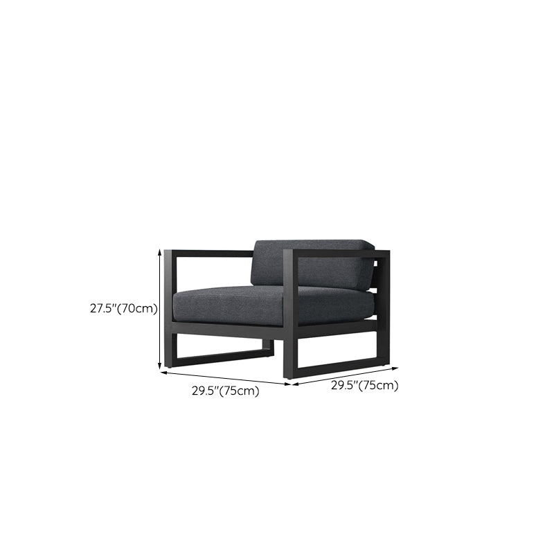 Contemporary Black Outdoor Patio Sofa Water Resistant Outdoor Patio Sofa