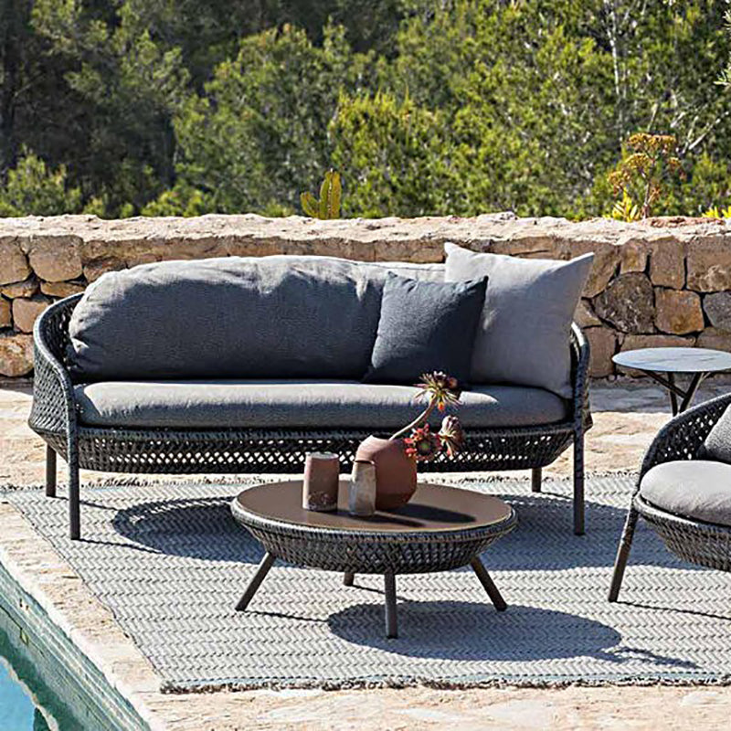 Contemporary Patio Sofa Water Resistant Cushions Outdoor Patio Sofa