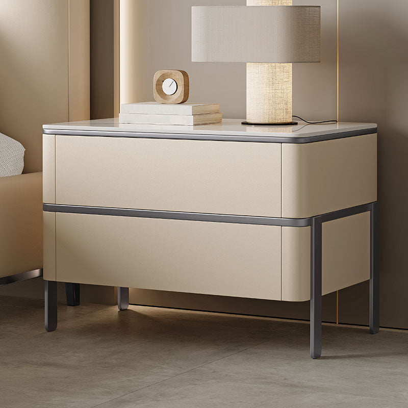 Contemporary Bedside Cabinet Stone Bed Nightstand for Bedroom