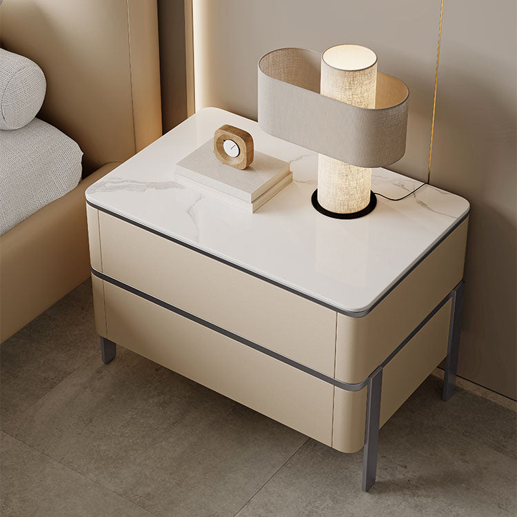 Contemporary Bedside Cabinet Stone Bed Nightstand for Bedroom