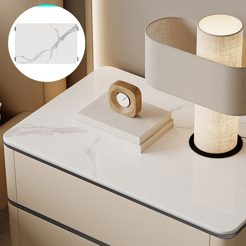 Contemporary Bedside Cabinet Stone Bed Nightstand for Bedroom