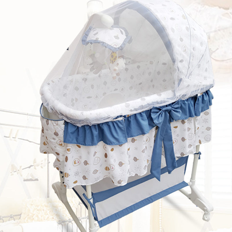 Princess Bassinet Height Adjustable Blue Bassinet for Newborn