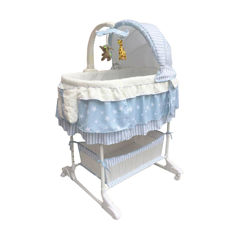 Princess Bassinet Height Adjustable Blue Bassinet for Newborn