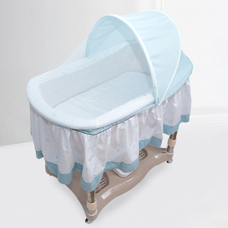 Baby Metal Rocking Bassinet 4 Wheels Crib Cradle with Music Box