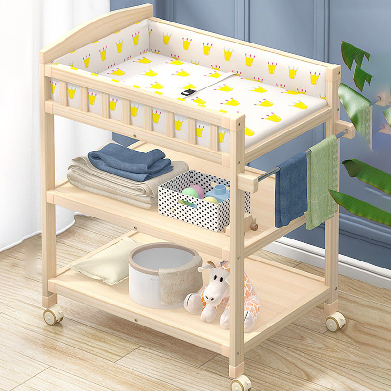 Pine Wooden Baby Changing Table with Storage Shelf Flat Top Changing Table with Pad