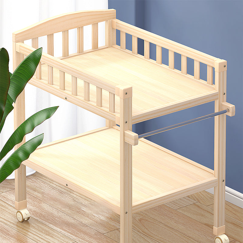 Pine Wooden Baby Changing Table with Storage Shelf Flat Top Changing Table with Pad