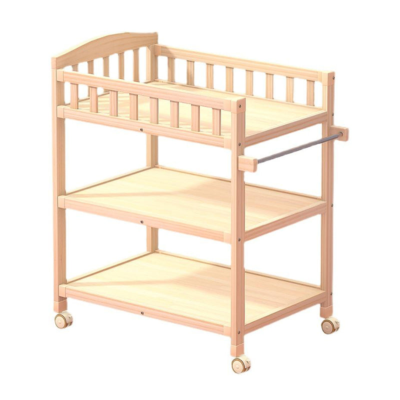 Pine Wooden Baby Changing Table with Storage Shelf Flat Top Changing Table with Pad