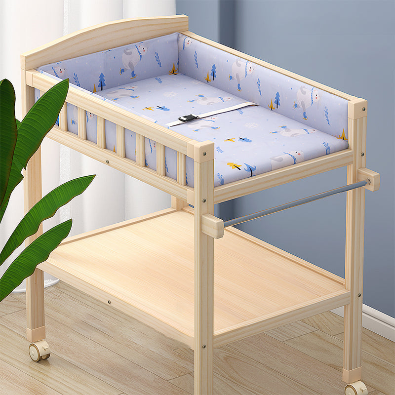 Pine Wooden Baby Changing Table with Storage Shelf Flat Top Changing Table with Pad