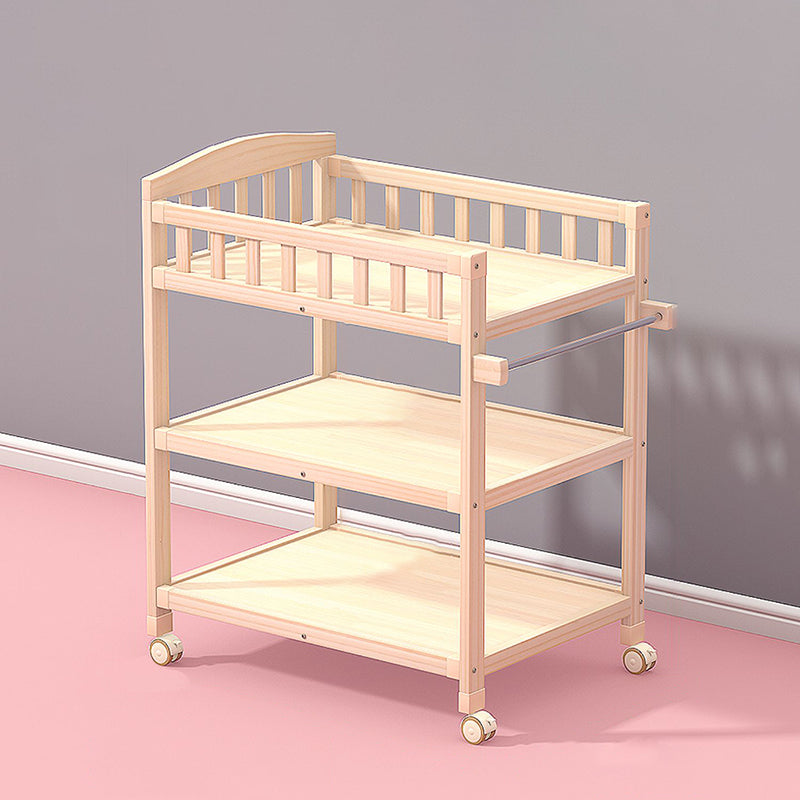 Pine Wooden Baby Changing Table with Storage Shelf Flat Top Changing Table with Pad