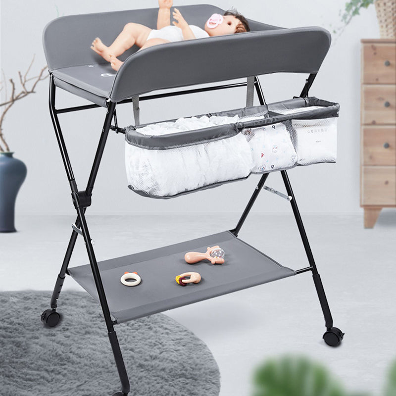 Modern Changing Table Metal Portable Baby Changing Table with  Shelf