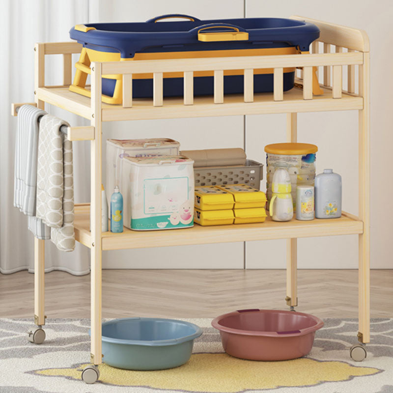 Solid Wood Flat Top Changing Table with Storage Shelf 2-in-1 Baby Changing Table