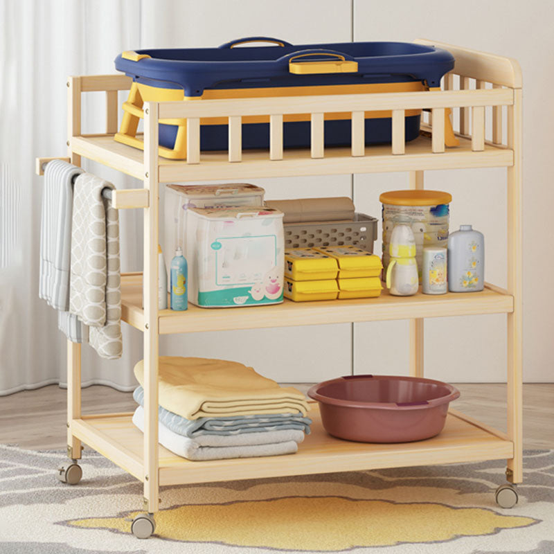 Solid Wood Flat Top Changing Table with Storage Shelf 2-in-1 Baby Changing Table