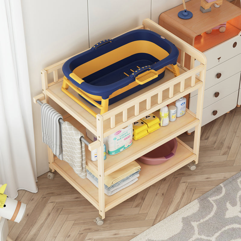 Solid Wood Flat Top Changing Table with Storage Shelf 2-in-1 Baby Changing Table