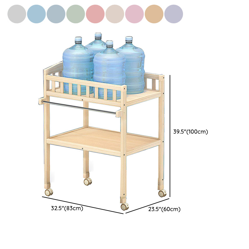 Solid Wood Baby Changing Table Movable Changing Table with Safety Rails and Shelf