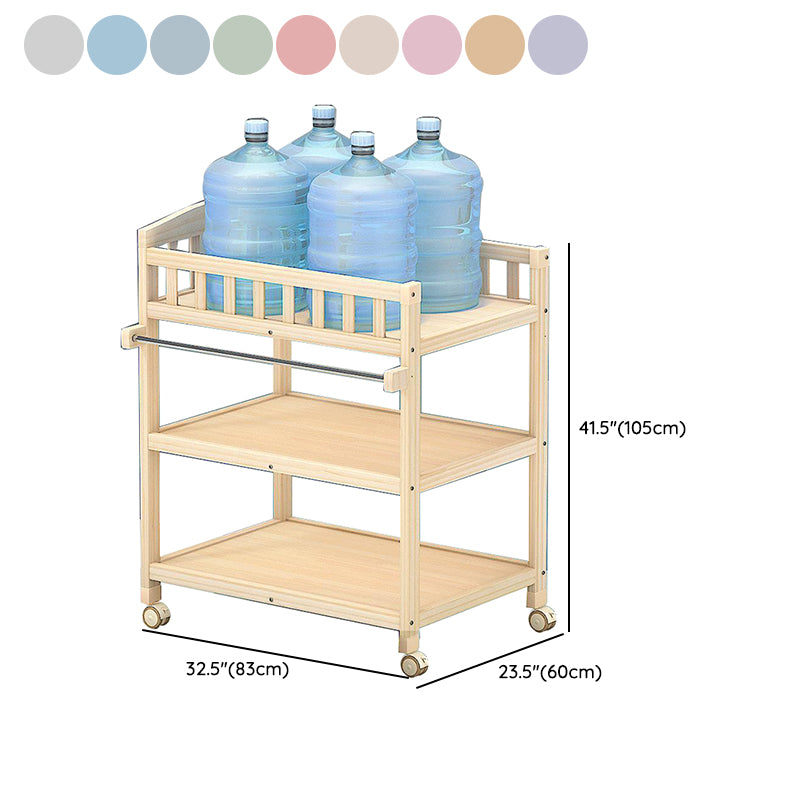 Solid Wood Baby Changing Table Movable Changing Table with Safety Rails and Shelf