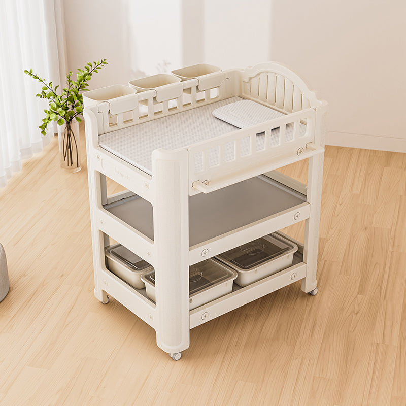 Modern Arch Top Changing Table Plastic Baby Changing Table with Safety Rail