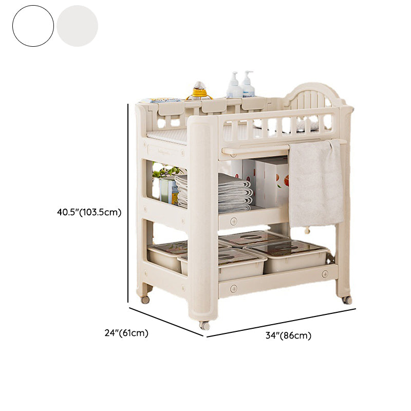 Modern Arch Top Changing Table Plastic Baby Changing Table with Safety Rail