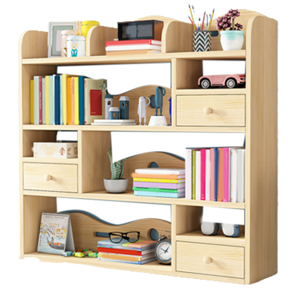 Contemporary Closed Back Book Shelf Pine Standard Kids Bookcase in Light Wood