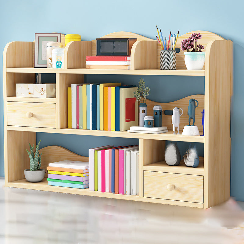 Contemporary Closed Back Book Shelf Pine Standard Kids Bookcase in Light Wood