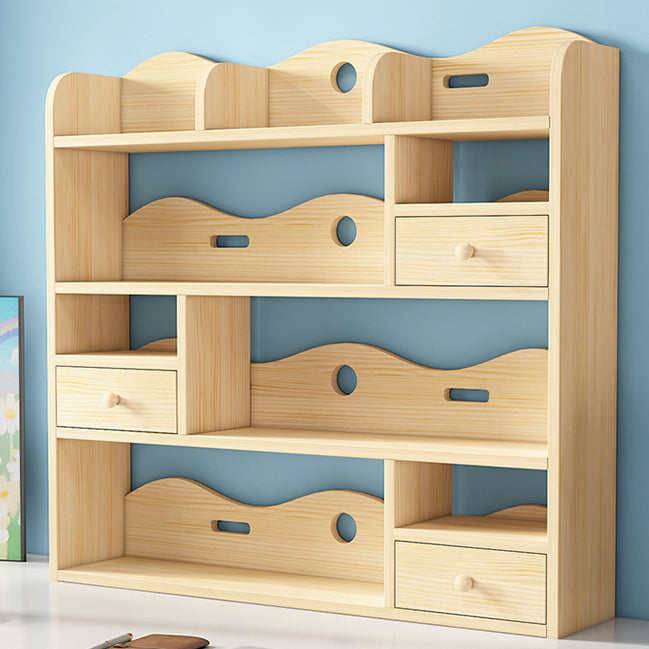 Contemporary Closed Back Book Shelf Pine Standard Kids Bookcase in Light Wood