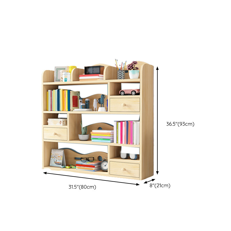 Contemporary Closed Back Book Shelf Pine Standard Kids Bookcase in Light Wood
