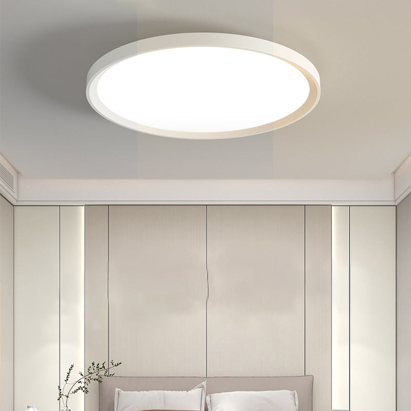 Matte White LED Flush Mount Plastic & Acrylic Round Ceiling Flush