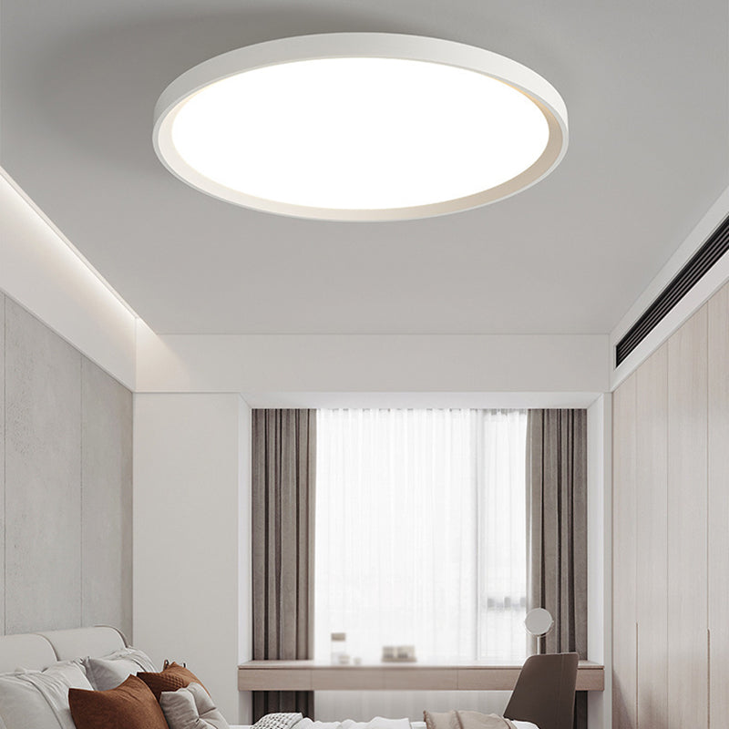 Matte White LED Flush Mount Plastic & Acrylic Round Ceiling Flush