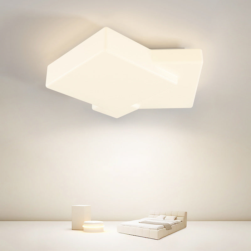 Geometric Modern Ceiling Flush Acrylic LED Square Flush in Matte White