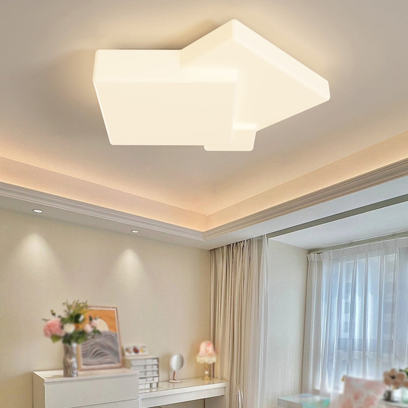 Geometric Modern Ceiling Flush Acrylic LED Square Flush in Matte White