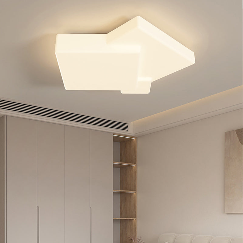 Geometric Modern Ceiling Flush Acrylic LED Square Flush in Matte White