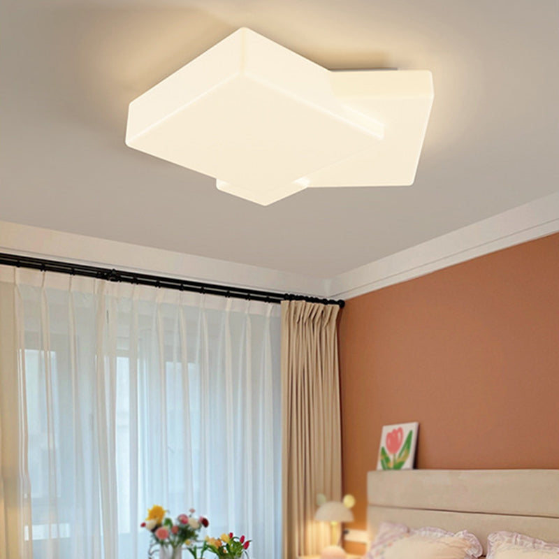 Geometric Modern Ceiling Flush Acrylic LED Square Flush in Matte White