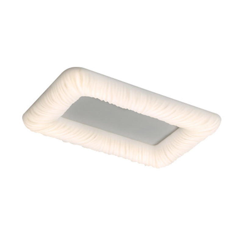 Rectangle LED Ceiling Flush Mount in White Metal & Plastic Flush for Room