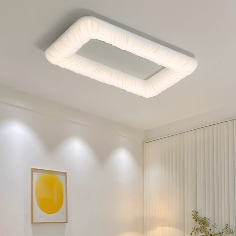 Rectangle LED Ceiling Flush Mount in White Metal & Plastic Flush for Room