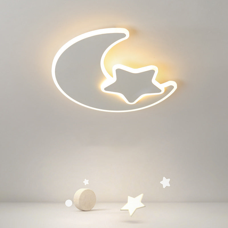 LED Kids Style Ceiling Mount in White Iron & Acrylic Ceiling Flush