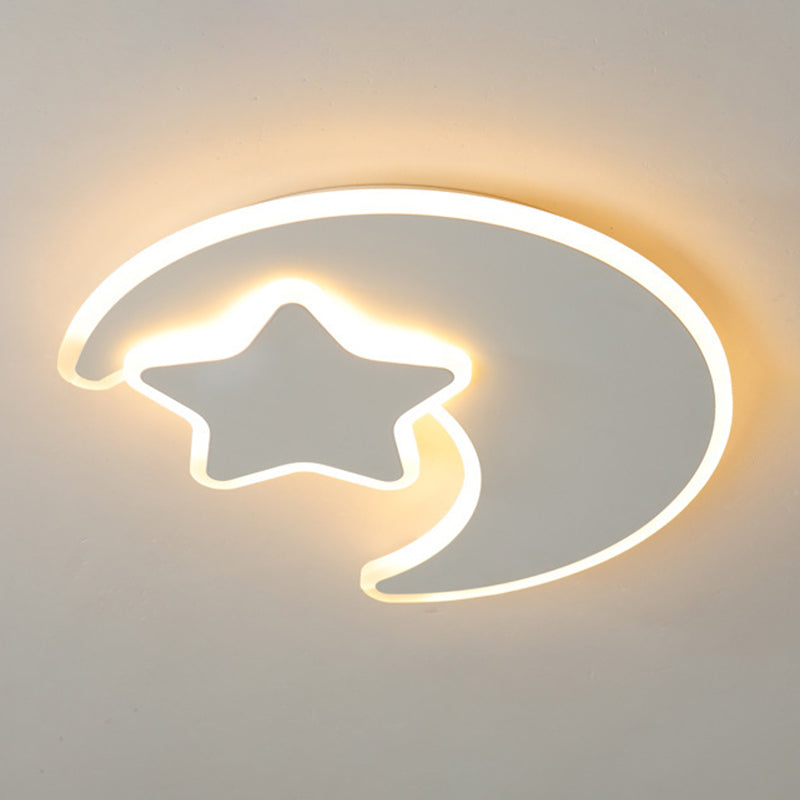 LED Kids Style Ceiling Mount in White Iron & Acrylic Ceiling Flush