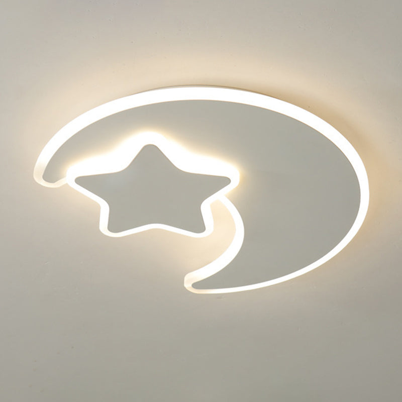 LED Kids Style Ceiling Mount in White Iron & Acrylic Ceiling Flush