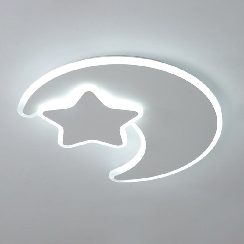 LED Kids Style Ceiling Mount in White Iron & Acrylic Ceiling Flush