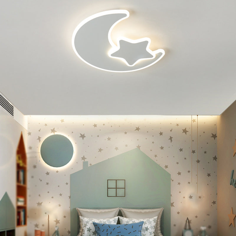 LED Kids Style Ceiling Mount in White Iron & Acrylic Ceiling Flush