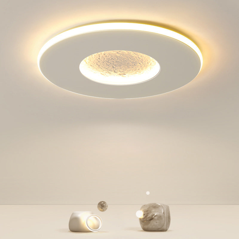 Moon Shape Flush Mount in White Kids Style LED Ceiling Flush