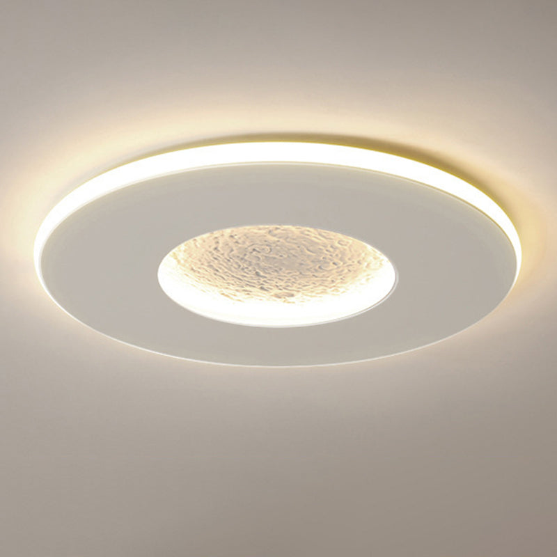 Moon Shape Flush Mount in White Kids Style LED Ceiling Flush