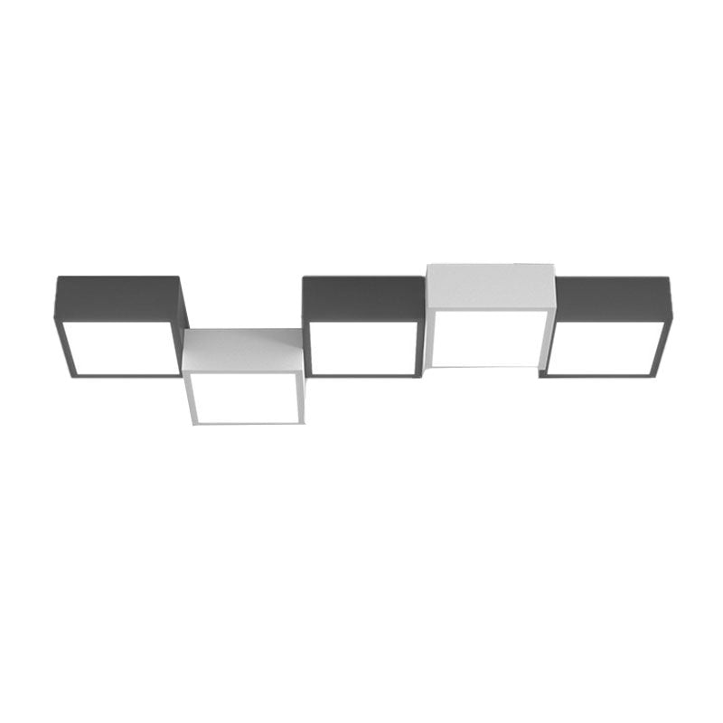 Black and White Ceiling Flush Geometric Iron Flush Mount Lighting