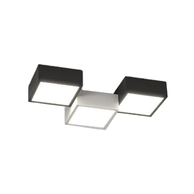 Black and White Ceiling Flush Geometric Iron Flush Mount Lighting