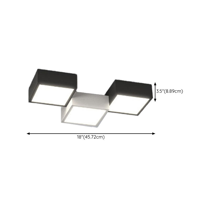 Black and White Ceiling Flush Geometric Iron Flush Mount Lighting