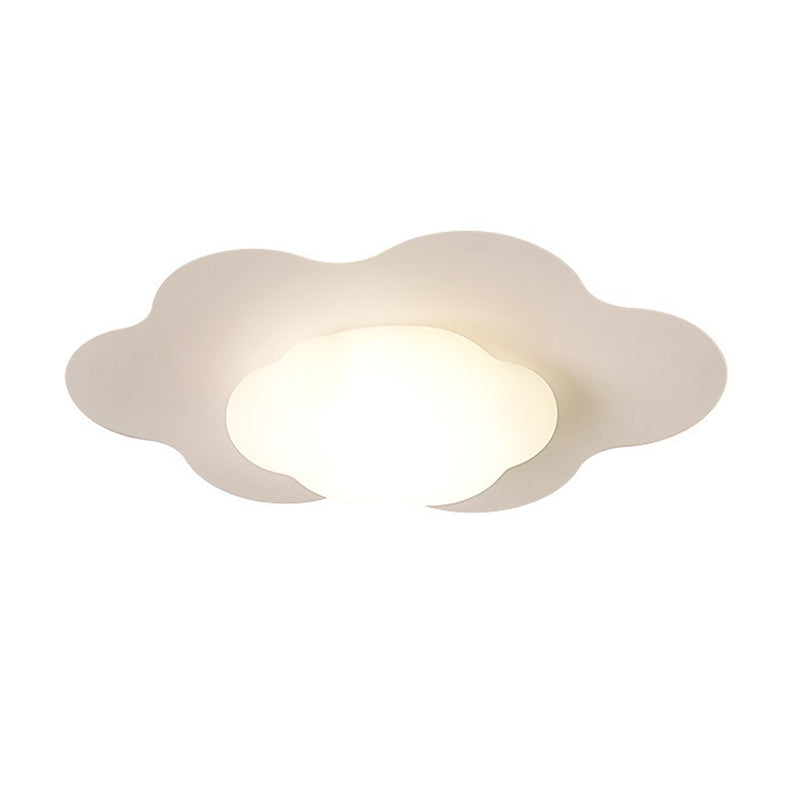 Cloud Shape LED Ceiling Flush Kids Style Metal & Acrylic Flush Mount in White