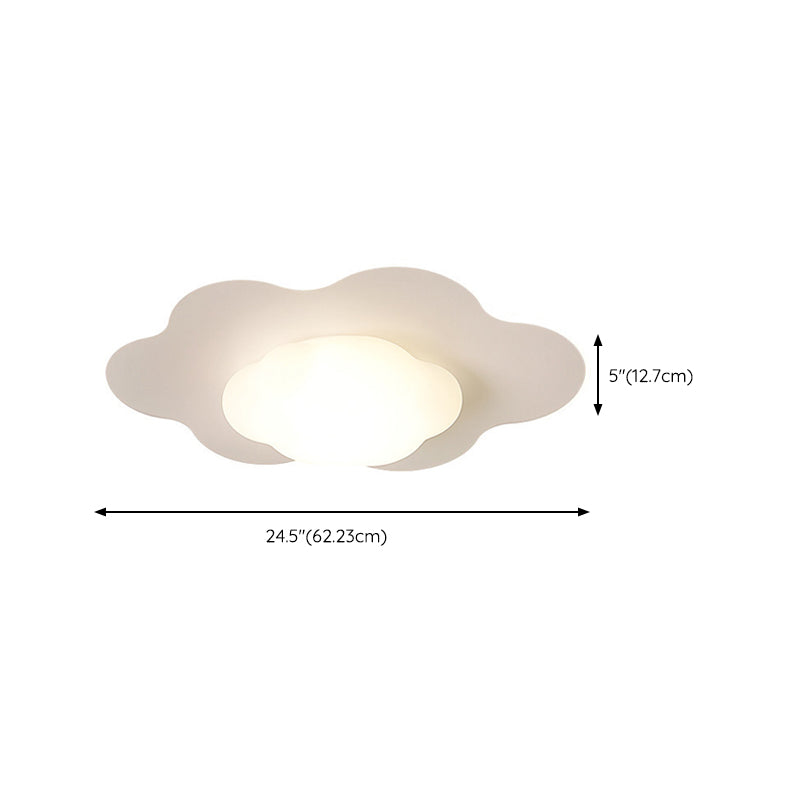 Cloud Shape LED Ceiling Flush Kids Style Metal & Acrylic Flush Mount in White