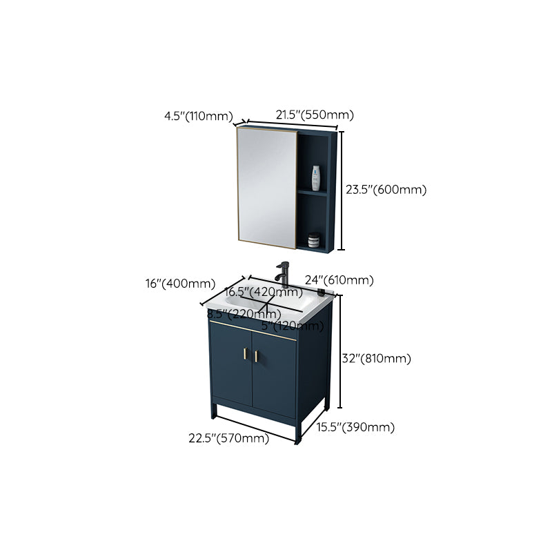 Bathroom Sink Vanity Rectangular Doors Drawers Faucet Vanity Sink with Mirror